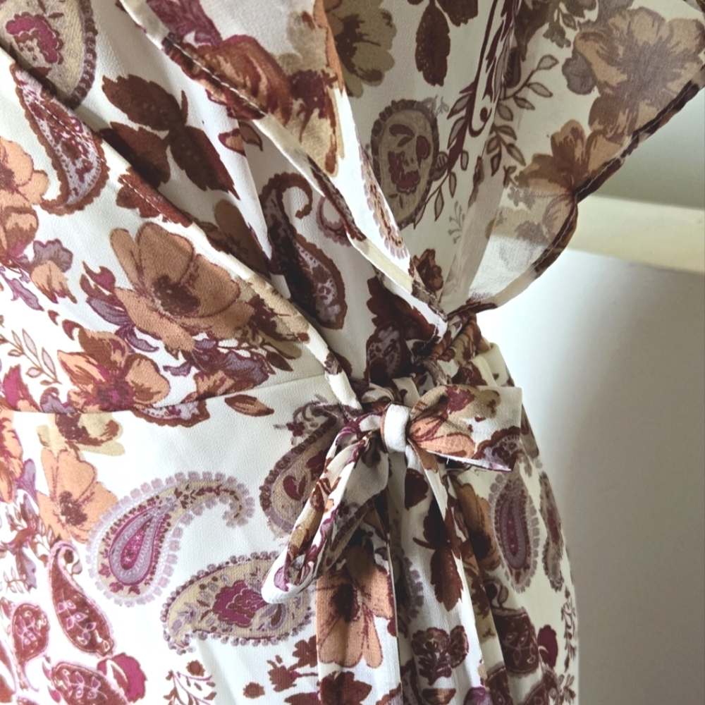 Anthropologie DREW Paisley Floral Terra Vintage Garden Ruffle Maxi Dress Large - Picture 6 of 11